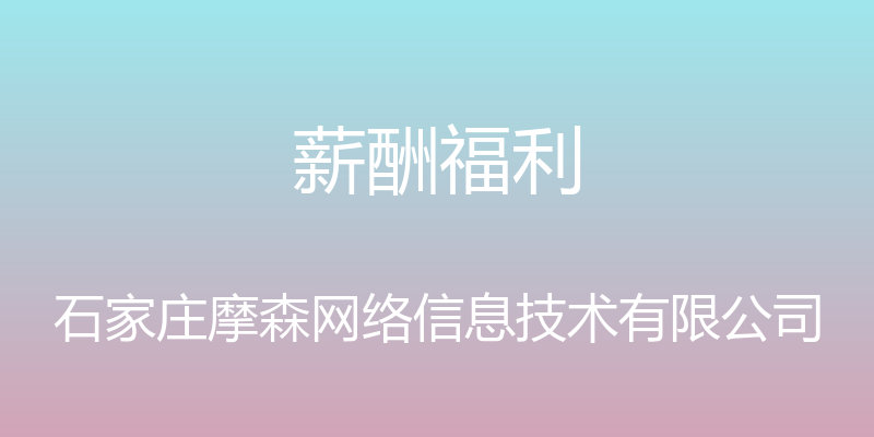 薪酬福利 - 石家庄摩森网络信息技术有限公司