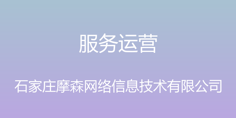 服务运营 - 石家庄摩森网络信息技术有限公司